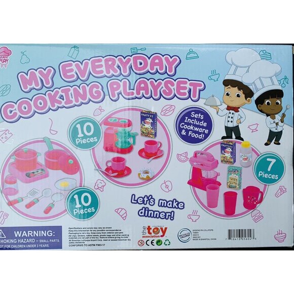 Pink Tea Party Playset Toy -  10-Pieces Cups, Spoons, Plates, Donuts Cookie NIB” - Picture 3 of 4